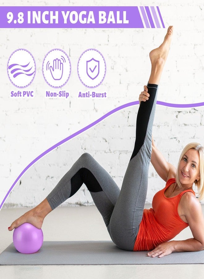 RoundFunny Pilates Ring Circle Set 18 Pcs Exercise Equipment Accessories for Women Workouts Pilates Ball Stretching Strap Magic Circle Yoga Ring Gym Back Bag Resistance Band Anti Slip Socks (Purple) - Image 4